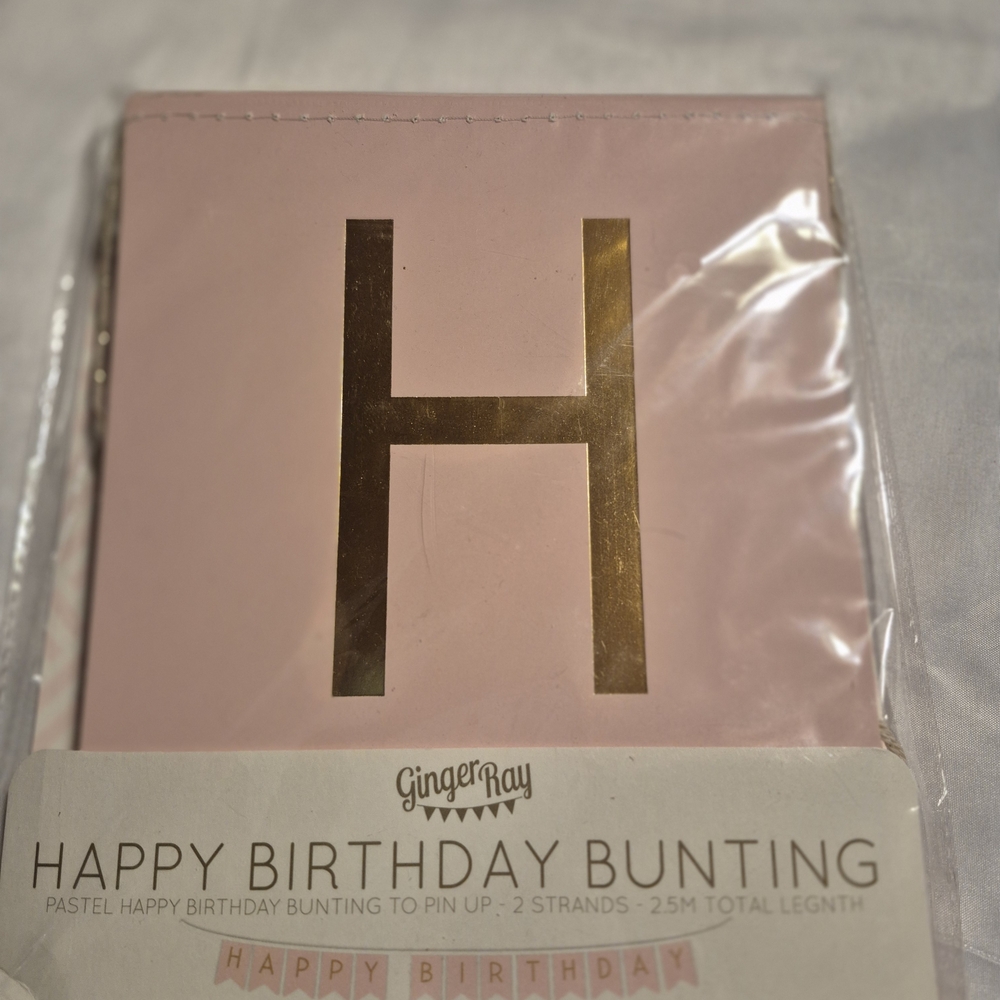 Pink and Gold Happy Birthday Bunting
